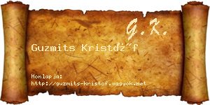 Guzmits Kristóf névjegykártya